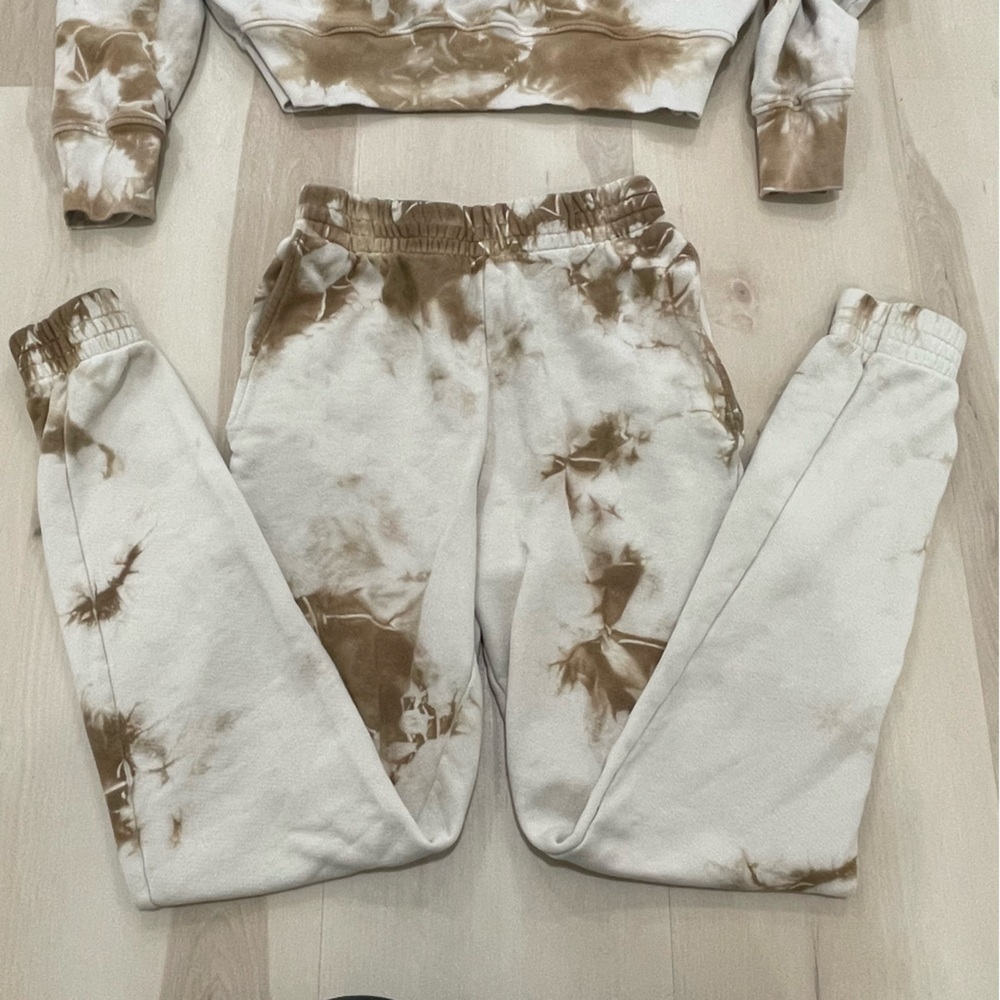 Frankie’s Bikinis Brownie Tie Dye Sweatpants & Hoodie Set Women's XS Brown Tan - Picture 14 of 16